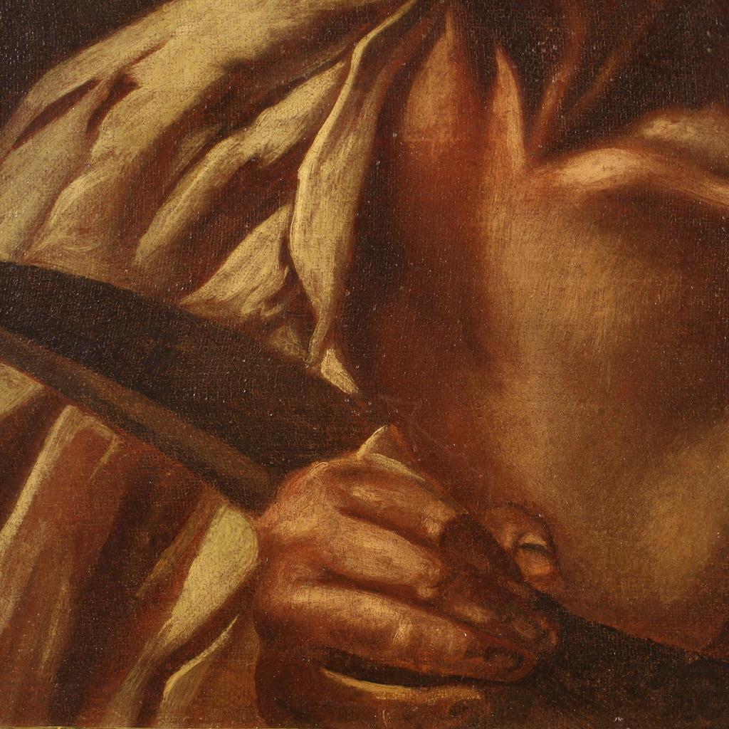 Olio su tela del XVII secolo, dipinto religioso antico italiano San Bartolomeo in vendita 2