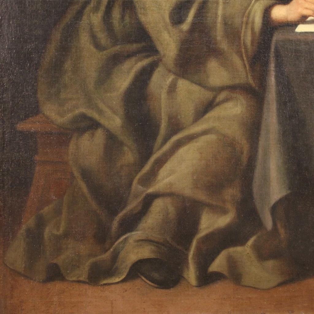 17th Century Oil on Canvas Italian Antique Religious Painting Saint Bonaventure 3