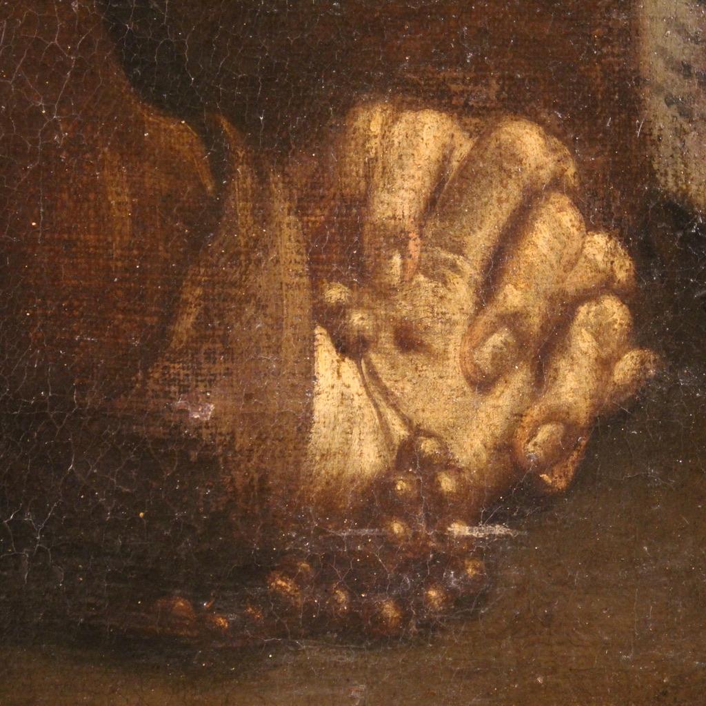 17th Century Oil on Canvas Italian Antique Religious Painting Saint Francis 1670 3