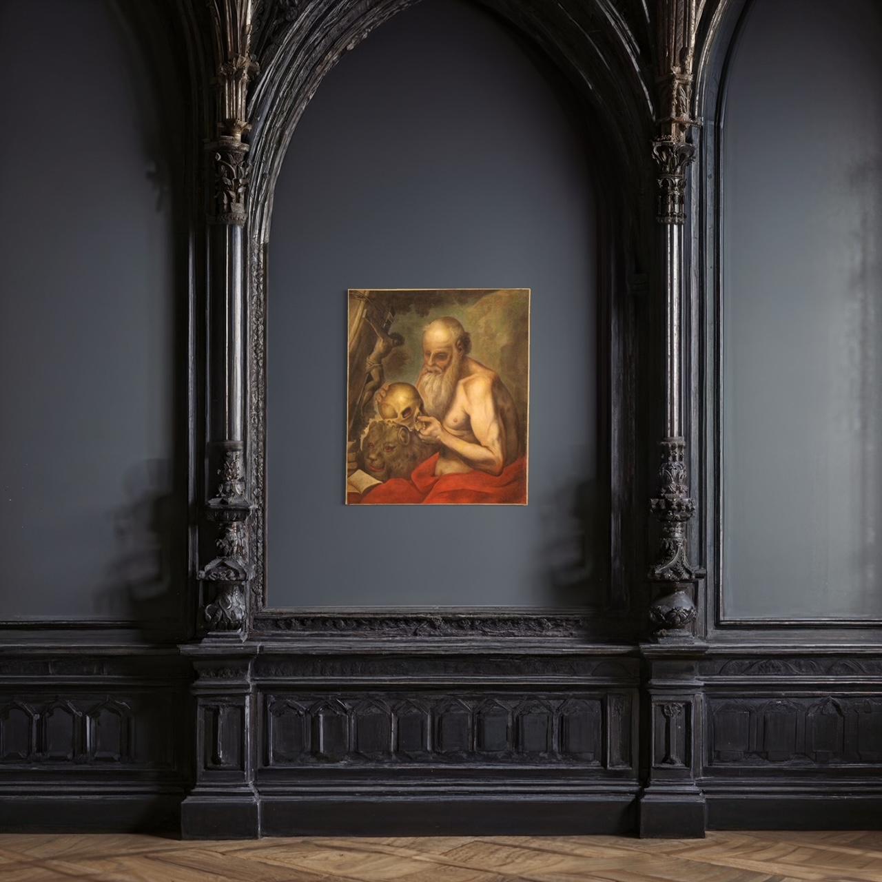 17. Jahrhundert Öl auf Leinwand Italienisch antike religiöse Malerei Saint Jerome, 1670 im Angebot 8