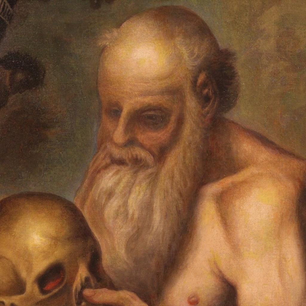 17. Jahrhundert Öl auf Leinwand Italienisch antike religiöse Malerei Saint Jerome, 1670 im Angebot 1