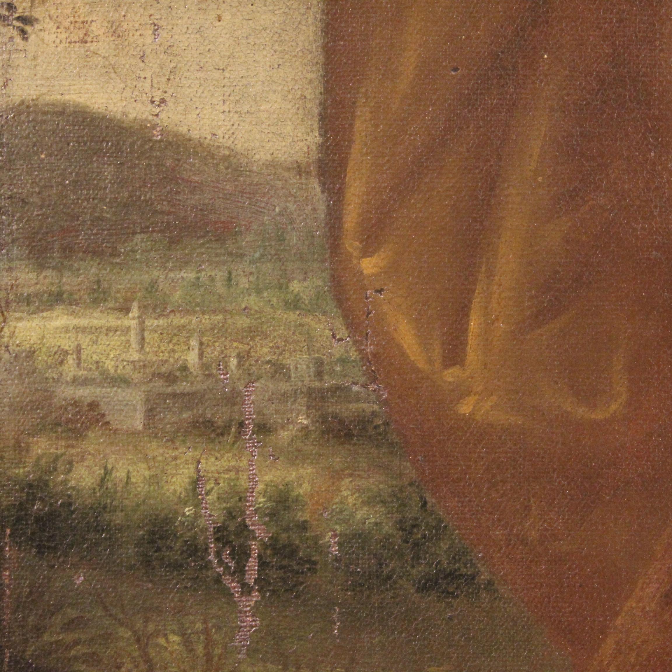 17th Century Oil on Canvas Italian Antique Religious Painting Saint Liberata 4