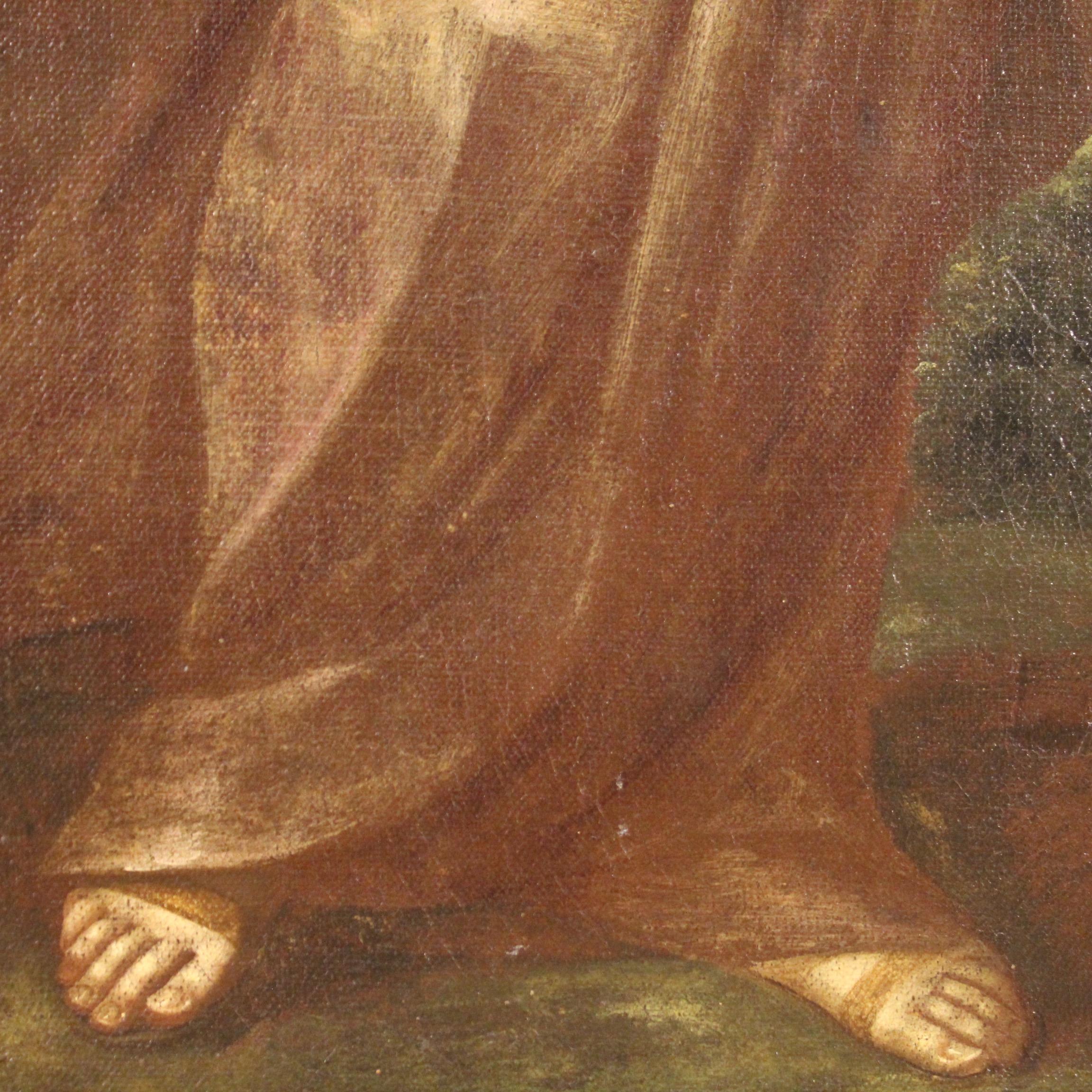 17th Century Oil on Canvas Italian Antique Religious Painting Saint Liberata 5