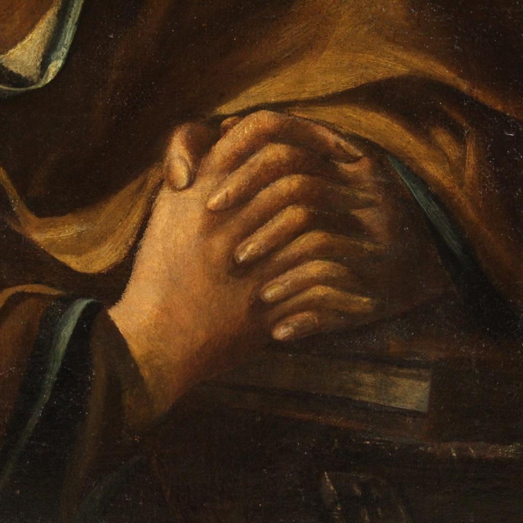 17th Century Oil on Canvas Italian Antique Religious Painting Saint Peter, 1680 2