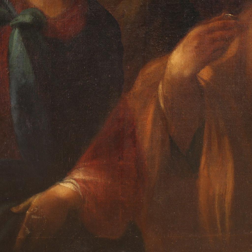 siglo XVII Óleo sobre Lienzo Pintura Religiosa Antigua Italiana El Tributo Dinero en venta 7