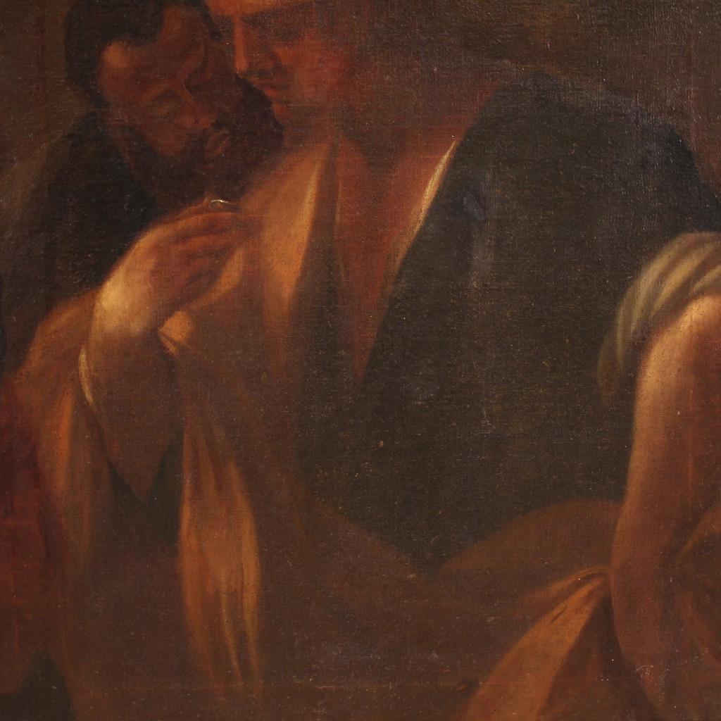 siglo XVII Óleo sobre Lienzo Pintura Religiosa Antigua Italiana El Tributo Dinero en venta 9
