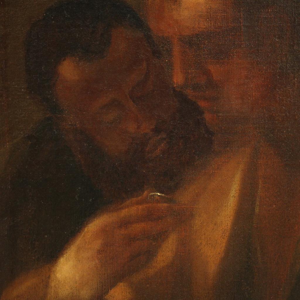 siglo XVII Óleo sobre Lienzo Pintura Religiosa Antigua Italiana El Tributo Dinero en venta 3