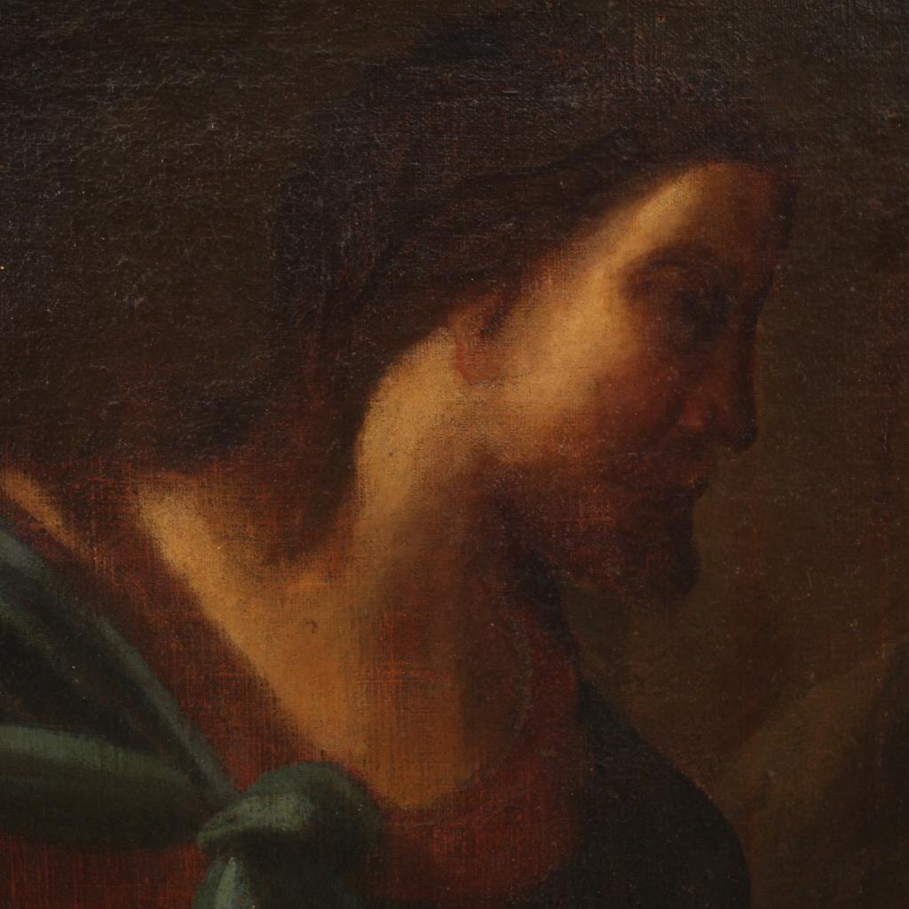 siglo XVII Óleo sobre Lienzo Pintura Religiosa Antigua Italiana El Tributo Dinero en venta 4