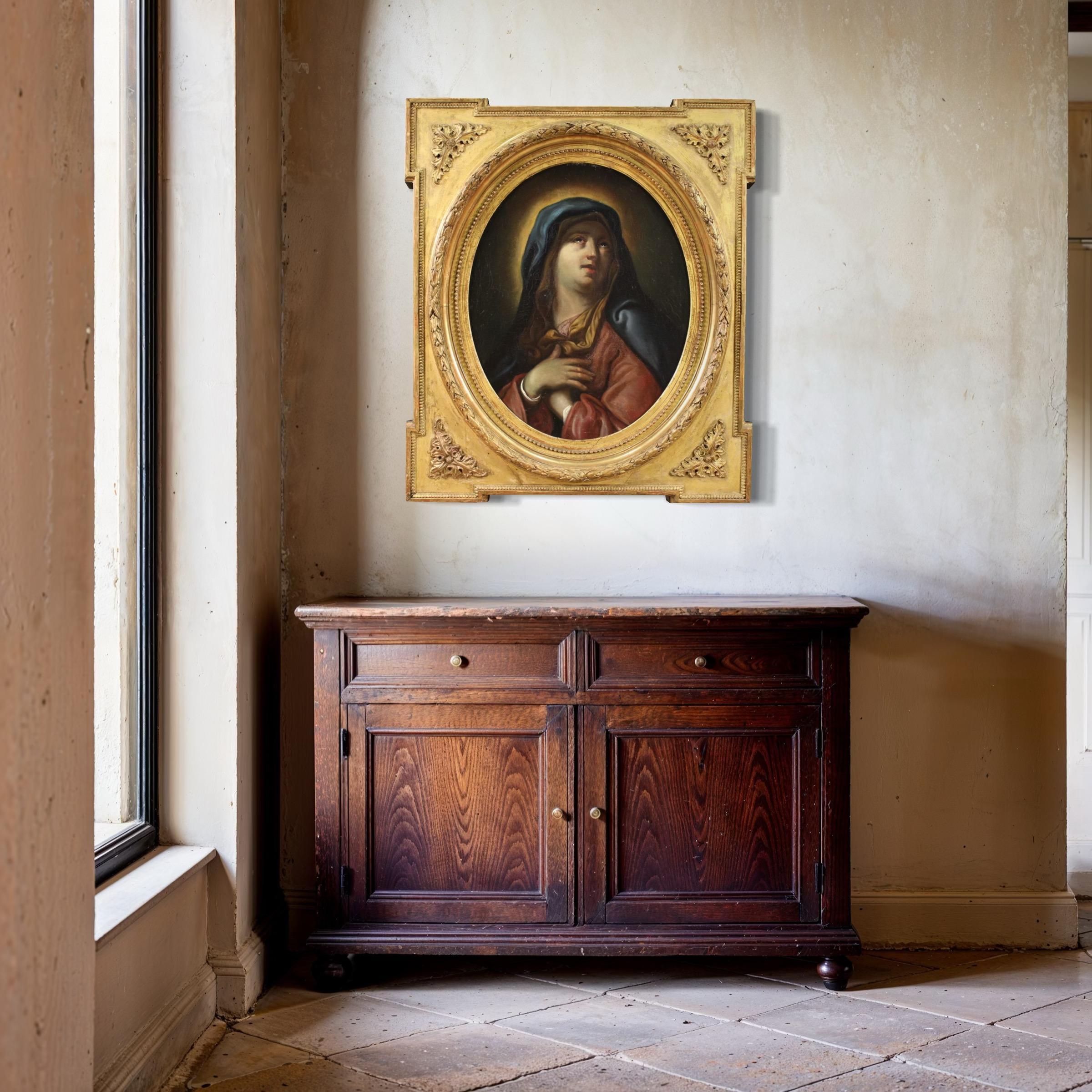 17. Jahrhundert Öl auf Leinwand italienische antike religiöse Malerei Jungfrau der Schmerzen im Angebot 5