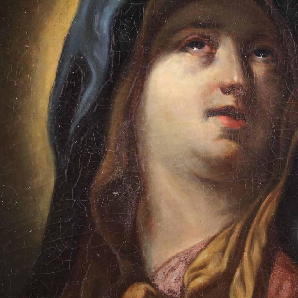 17. Jahrhundert Öl auf Leinwand italienische antike religiöse Malerei Jungfrau der Schmerzen im Angebot 8