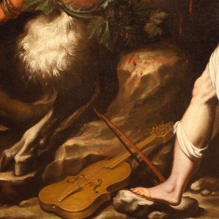 17th Century Oil on Canvas Italian Apollo That Dazzles Marsyas Painting