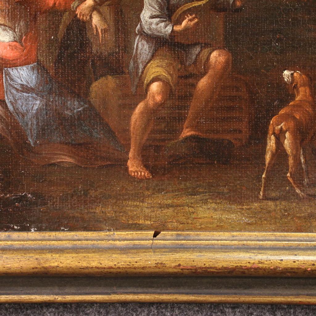 17th Century Oil on Canvas Italian Bamboccianti School Genre Scene Painting 1660 For Sale 11