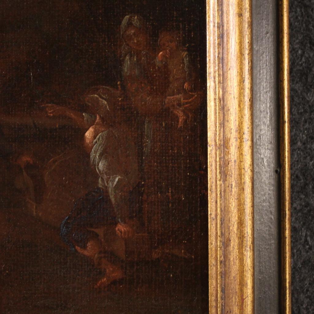 17th Century Oil on Canvas Italian Bamboccianti School Genre Scene Painting 1660 For Sale 4