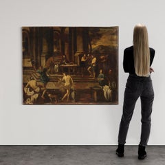 17th century Oil on Canvas Italian Biblical Painting Herod's Banquet, 1650