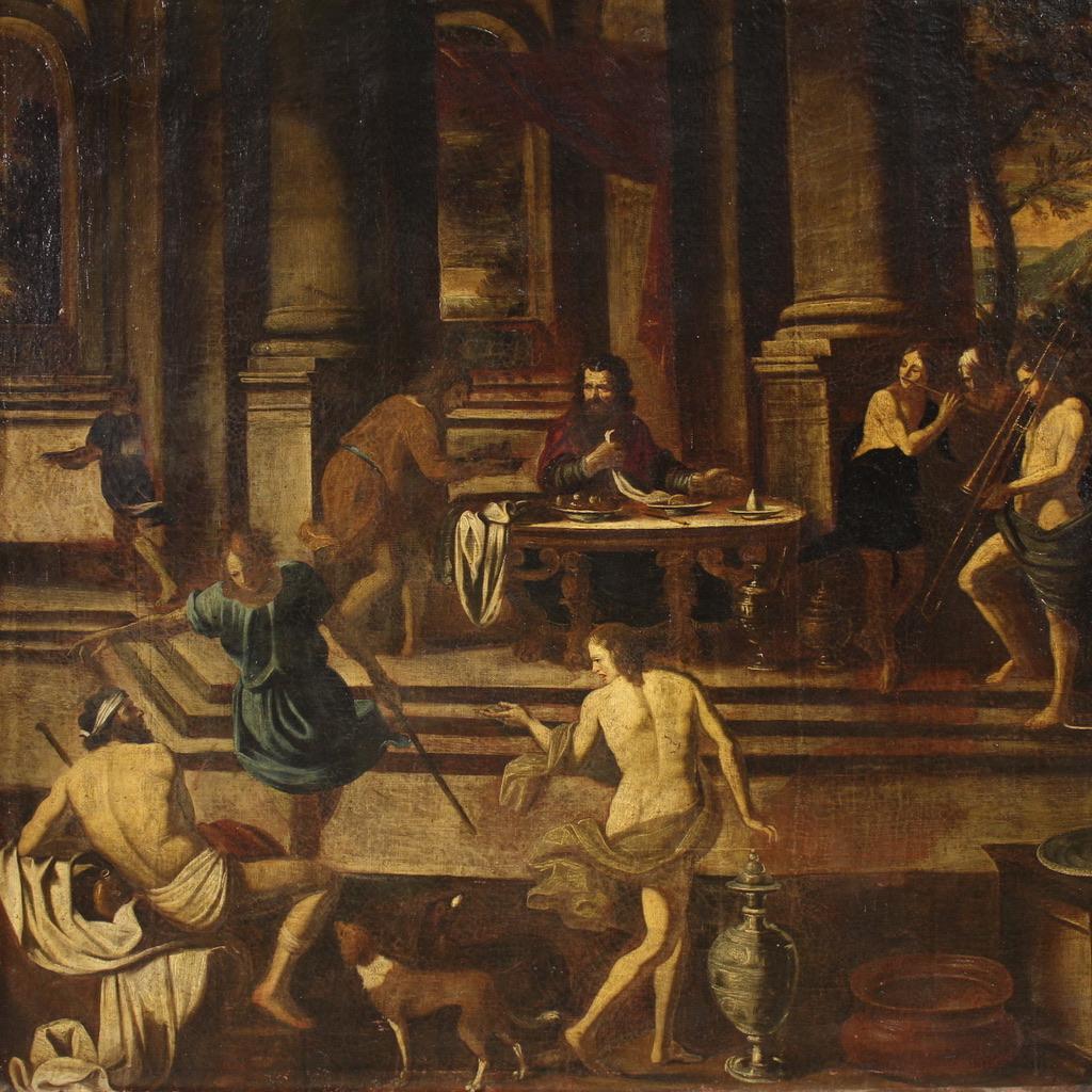 Tela 17th century Oil on Canvas Italian Biblical Painting Herod's Banquet, 1650 in vendita