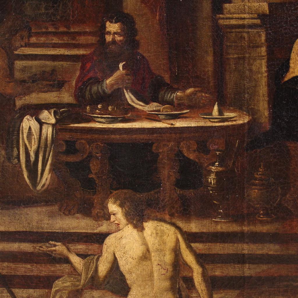 17th century Oil on Canvas Italian Biblical Painting Herod's Banquet, 1650 in vendita 2