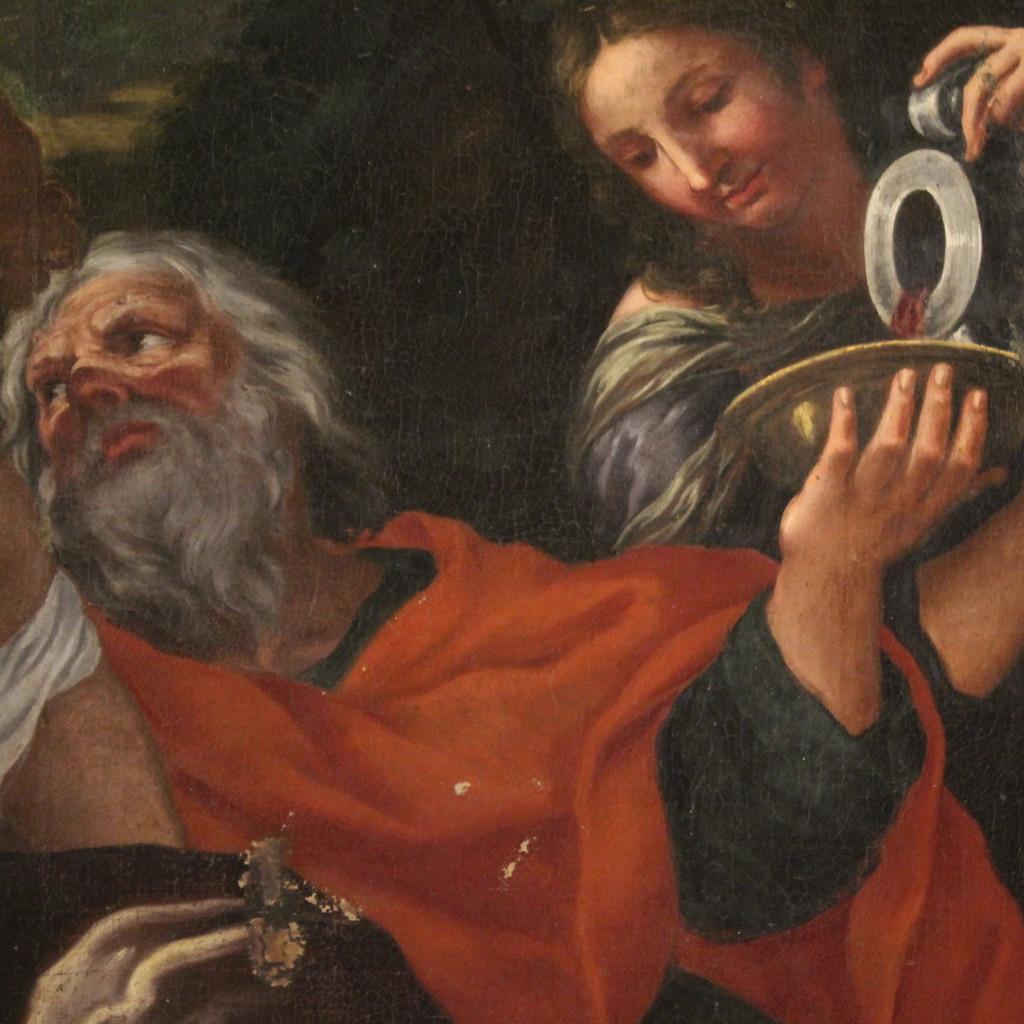 17. Jahrhundert Öl auf Leinwand Italienisches biblisches Gemälde Lot und seine Töchter, 1650 5