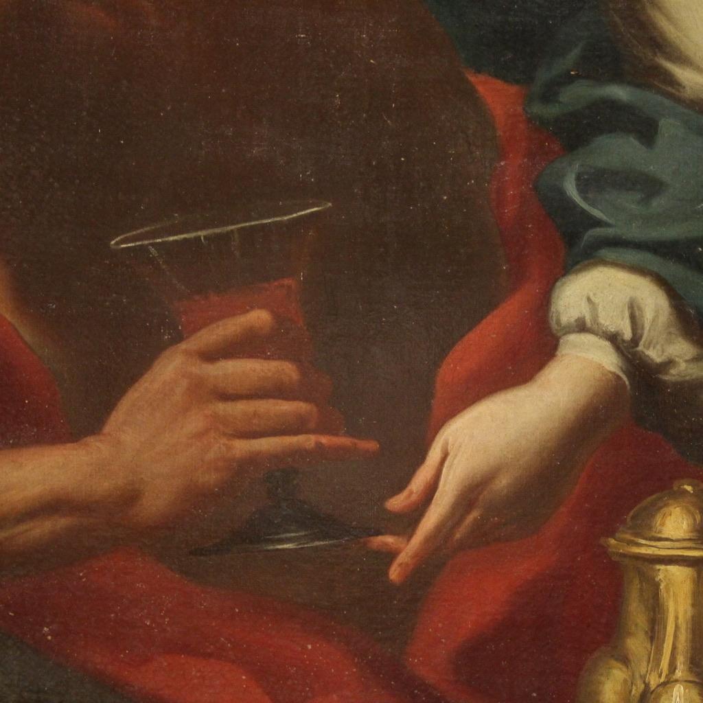 17th Century Oil on Canvas Italian Biblical Painting Lot and his Daughters, 1650 en vente 5
