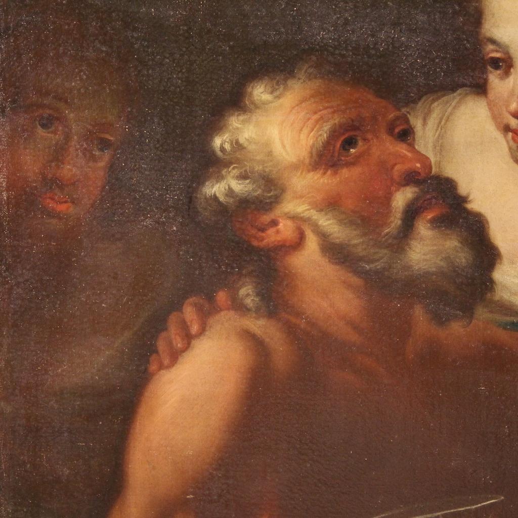 17th Century Oil on Canvas Italian Biblical Painting Lot and his Daughters, 1650 en vente 2
