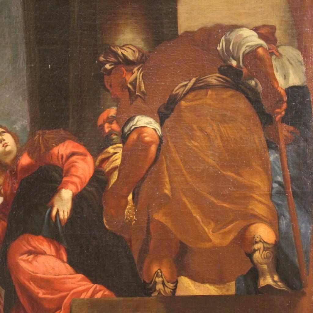 17th Century Oil on Canvas Italian Biblical Painting Repudiation of Vasti, 1670 2