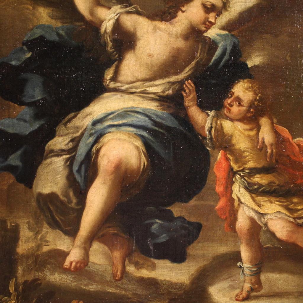 17th Century Oil on Canvas Italian Biblical Painting Tobias And The Angel, 1660 en vente 9