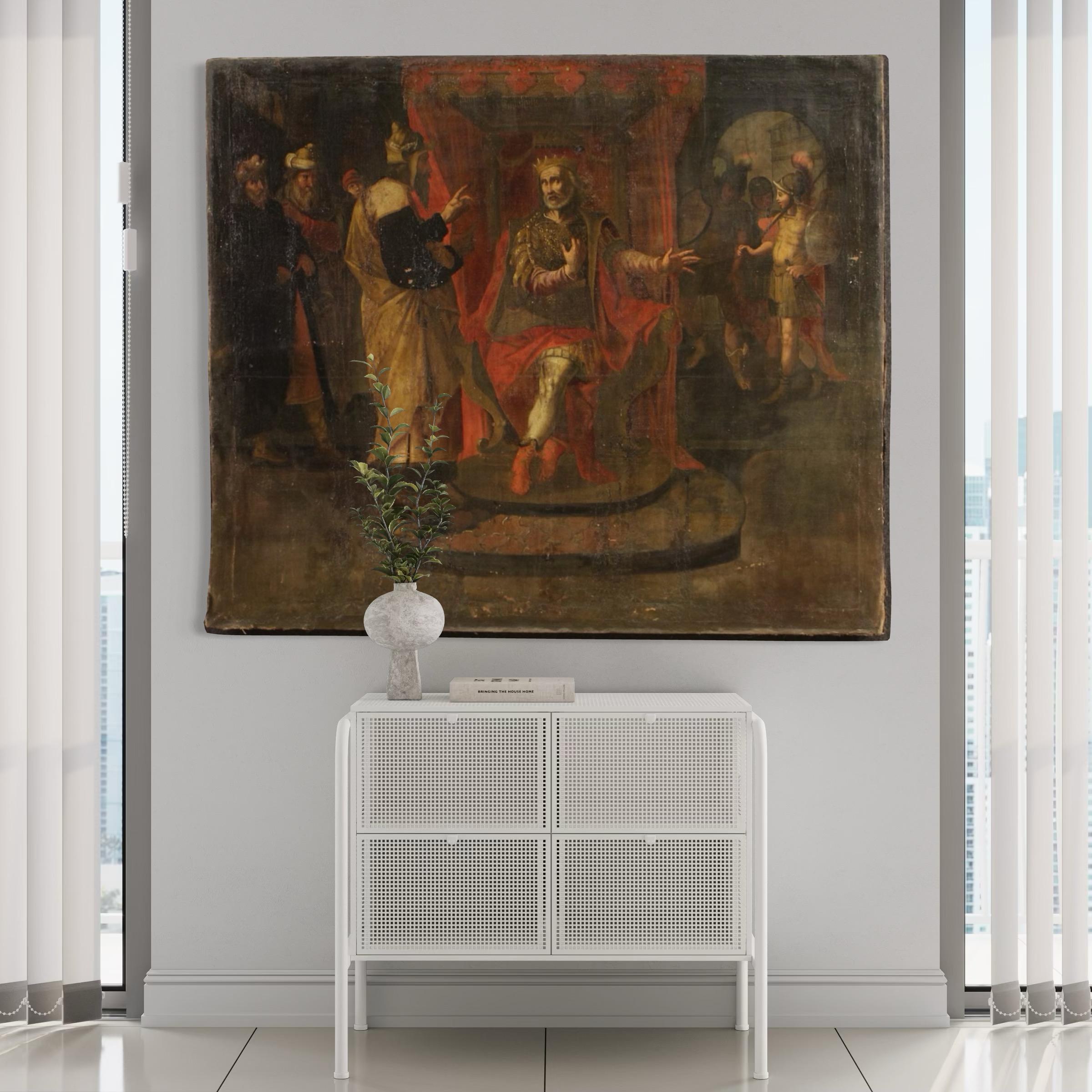 17th Century Oil on Canvas Italian Biblical Scene Painting, 1670 im Angebot 8