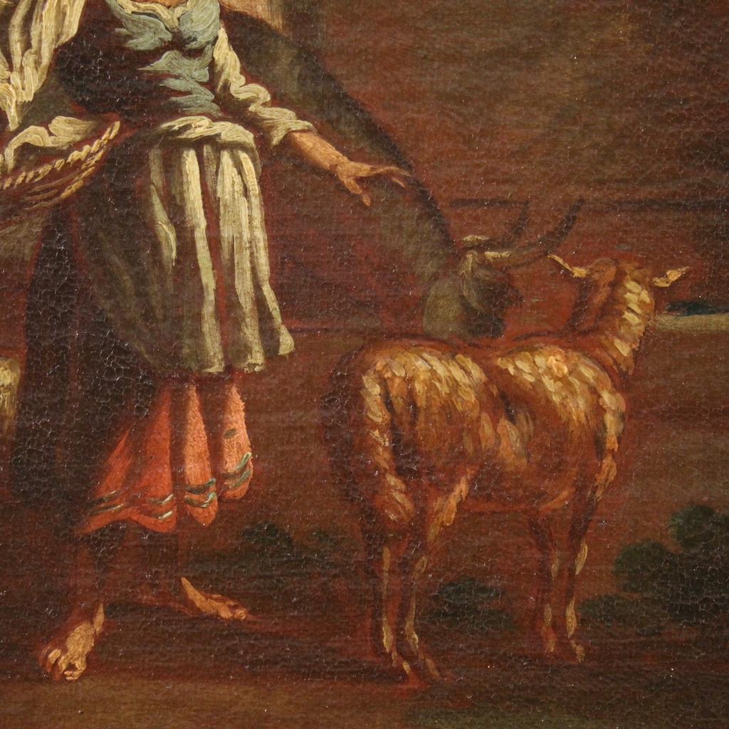 17th Century Oil on Canvas Italian Bucolic Landscape Painting, 1680 in vendita 6