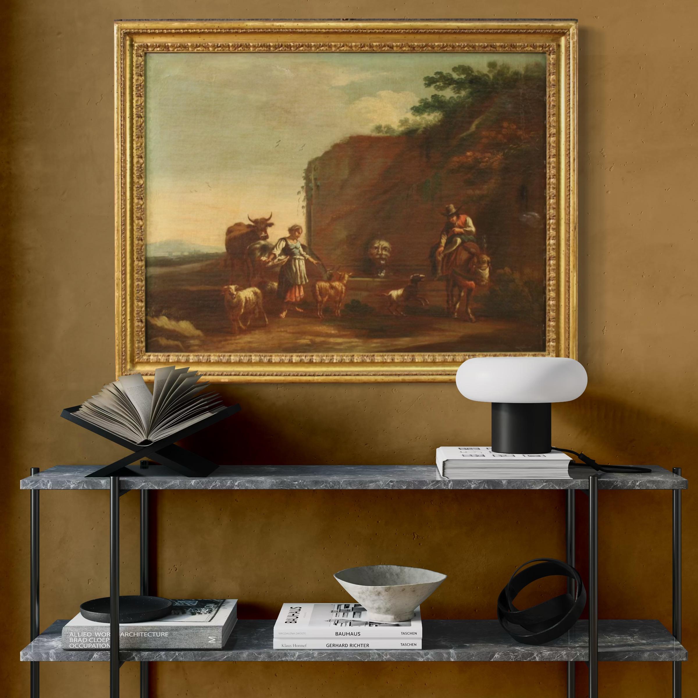 17th Century Oil on Canvas Italian Bucolic Landscape Painting, 1680 in vendita 8