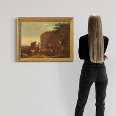 17th Century Oil on Canvas Italian Bucolic Landscape Painting, 1680