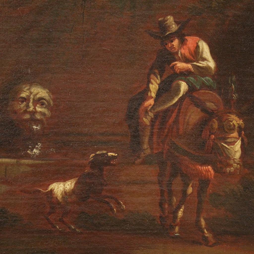 17th Century Oil on Canvas Italian Bucolic Landscape Painting, 1680 in vendita 2