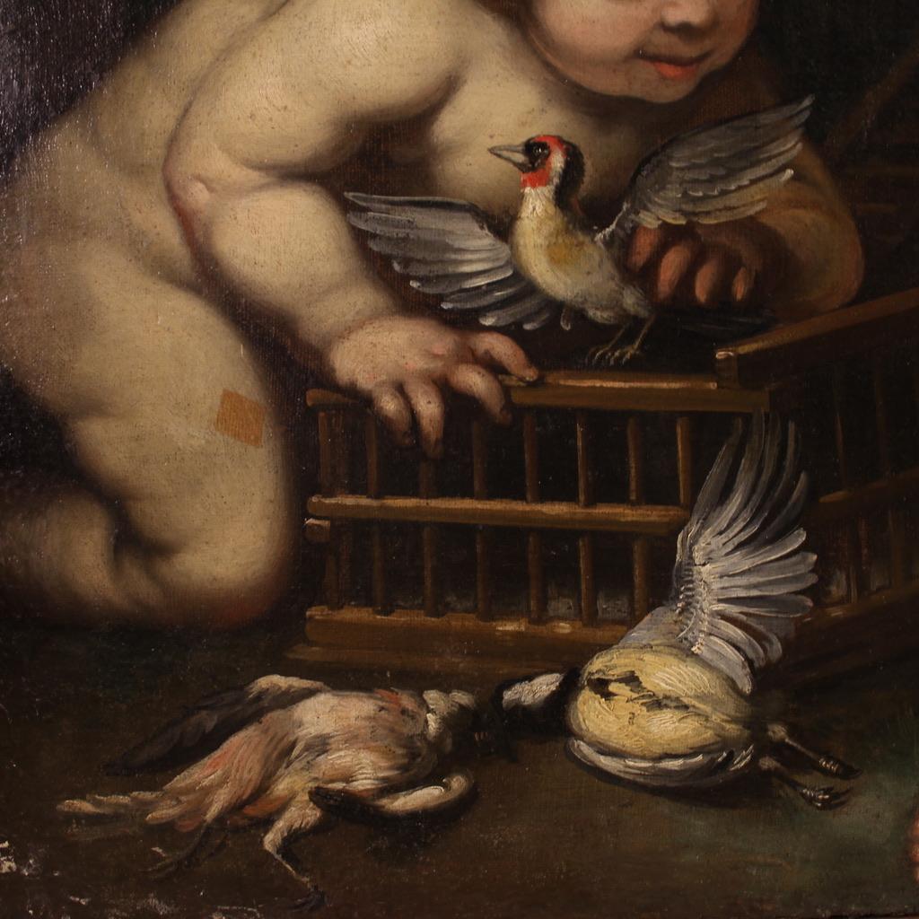 Huile sur toile du 17e siècle École Rudolphine Jeu d'angelots Peinture ancienne, 1670 5