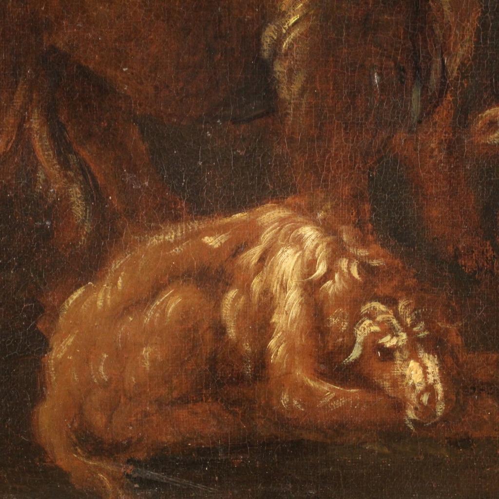 17th Century Oil on Canvas Italian Landscape with Animals Painting, 1680 in vendita 7