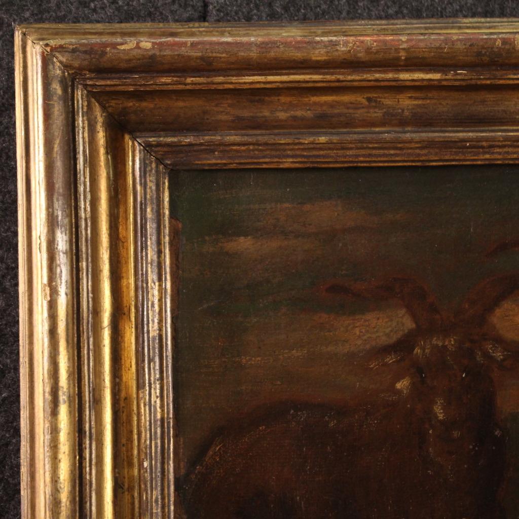 17th Century Oil on Canvas Italian Landscape with Goats Painting, 1680 in vendita 4