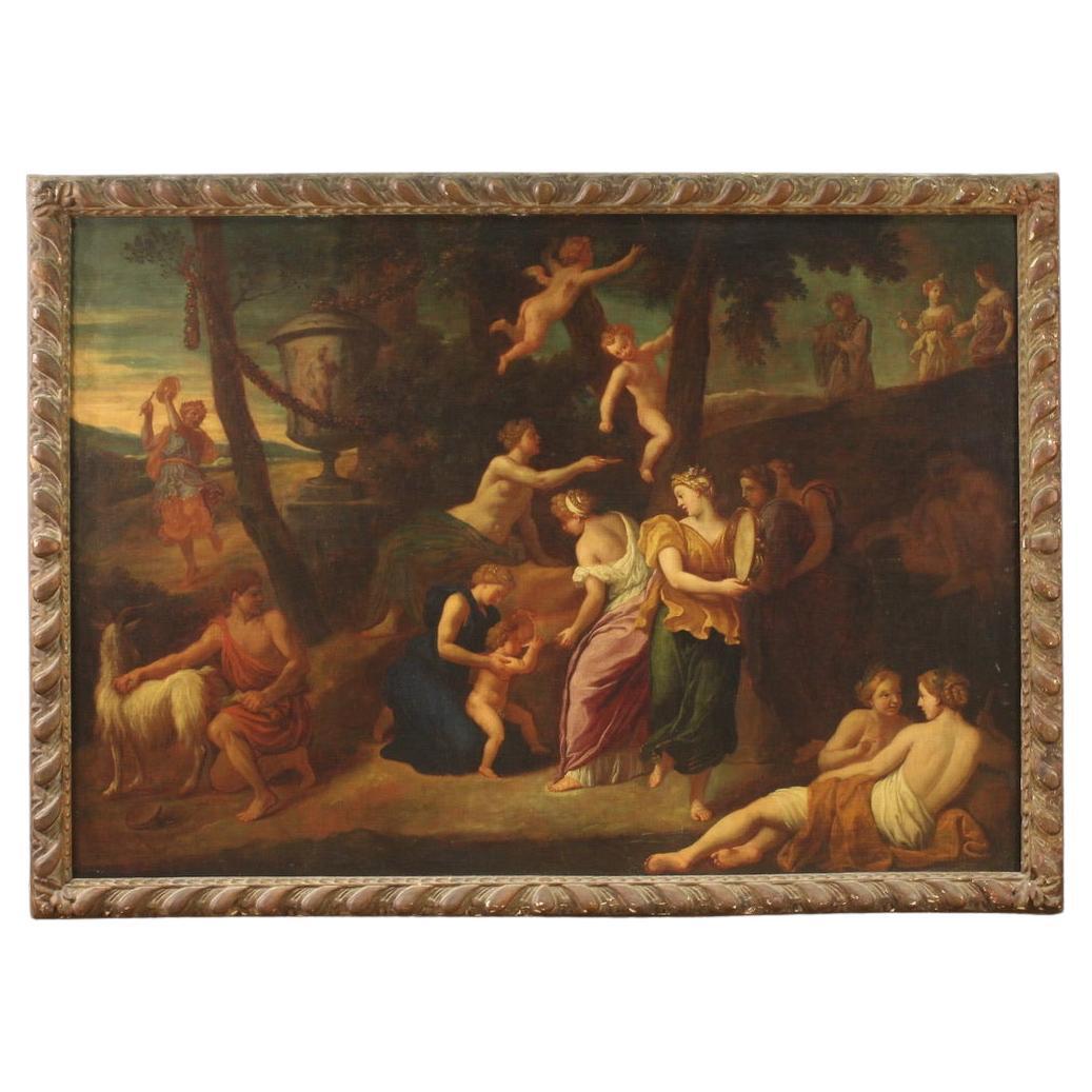 17th Century Oil on Canvas Italian Mythological Antique Painting, 1670 For Sale