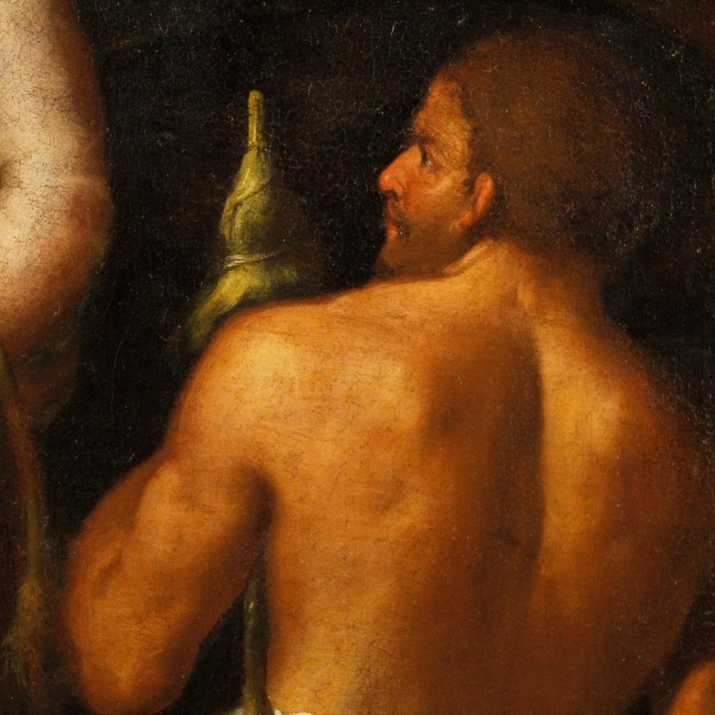 17th Century Oil on Canvas Italian Mythological Painting Hercules and Onfale 2