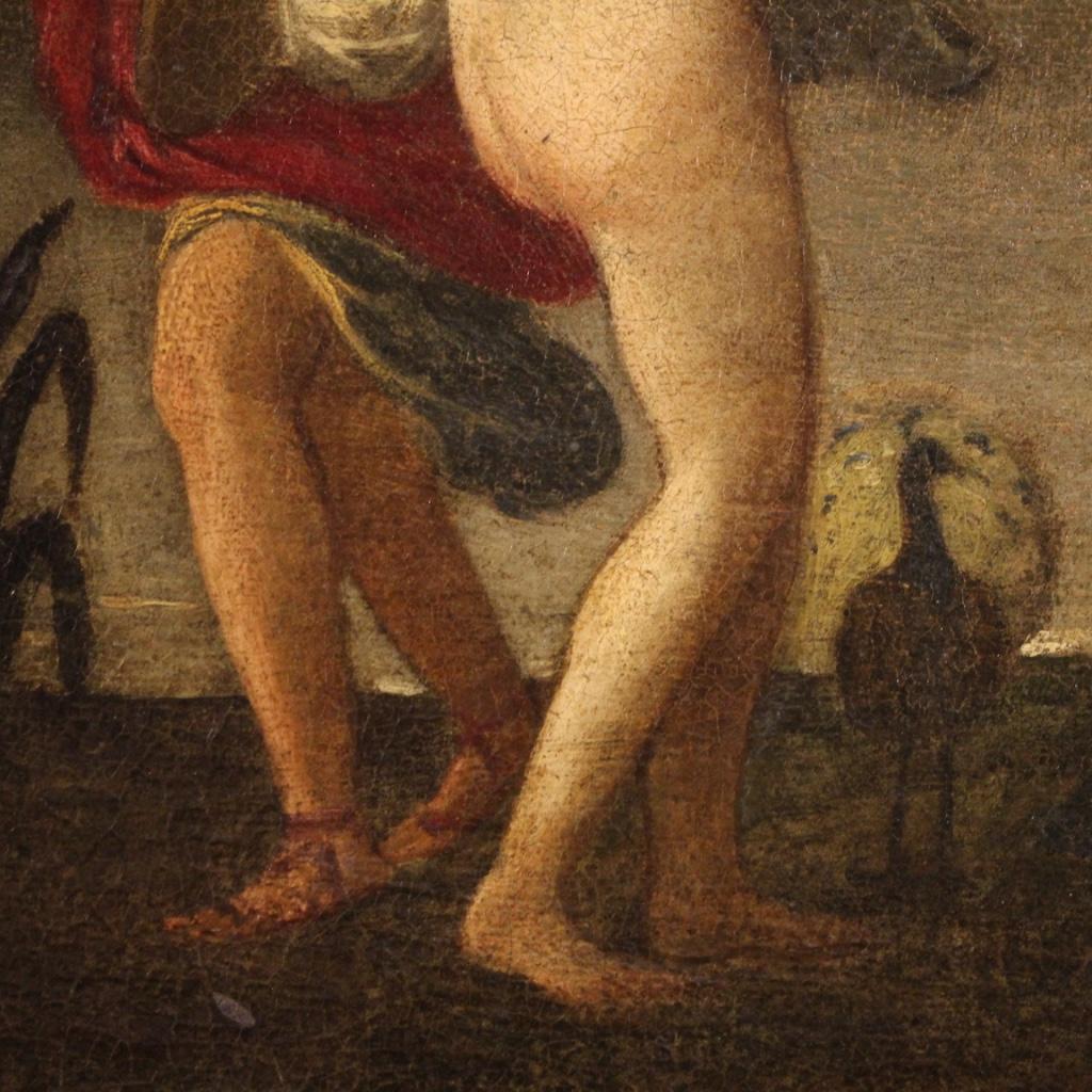 17th Century Oil on Canvas Italian Mythological Painting Judgment of Paris, 1670 6