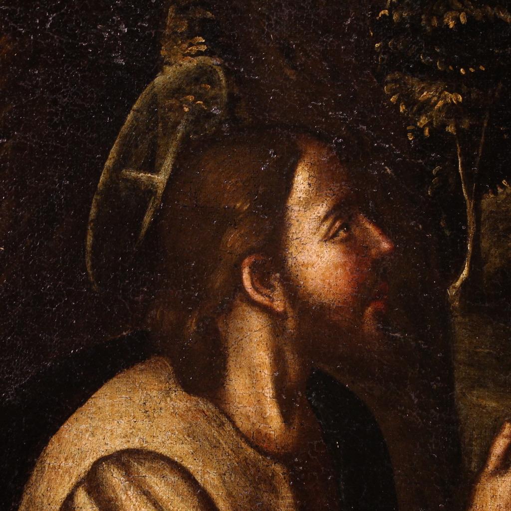 17th Century Oil on Canvas Italian Painting Christ and the Samaritan at the Well im Angebot 5