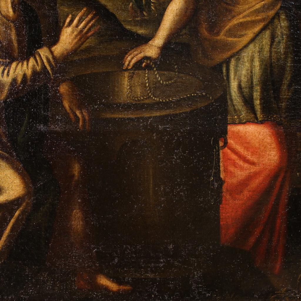 17th Century Oil on Canvas Italian Painting Christ and the Samaritan at the Well im Angebot 9