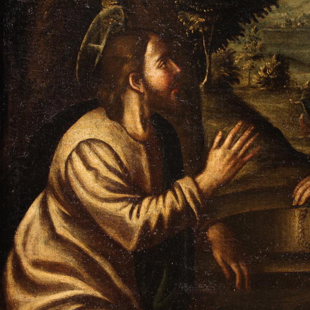 17th Century Oil on Canvas Italian Painting Christ and the Samaritan at the Well im Zustand „Gut“ im Angebot in Vicoforte, Piedmont