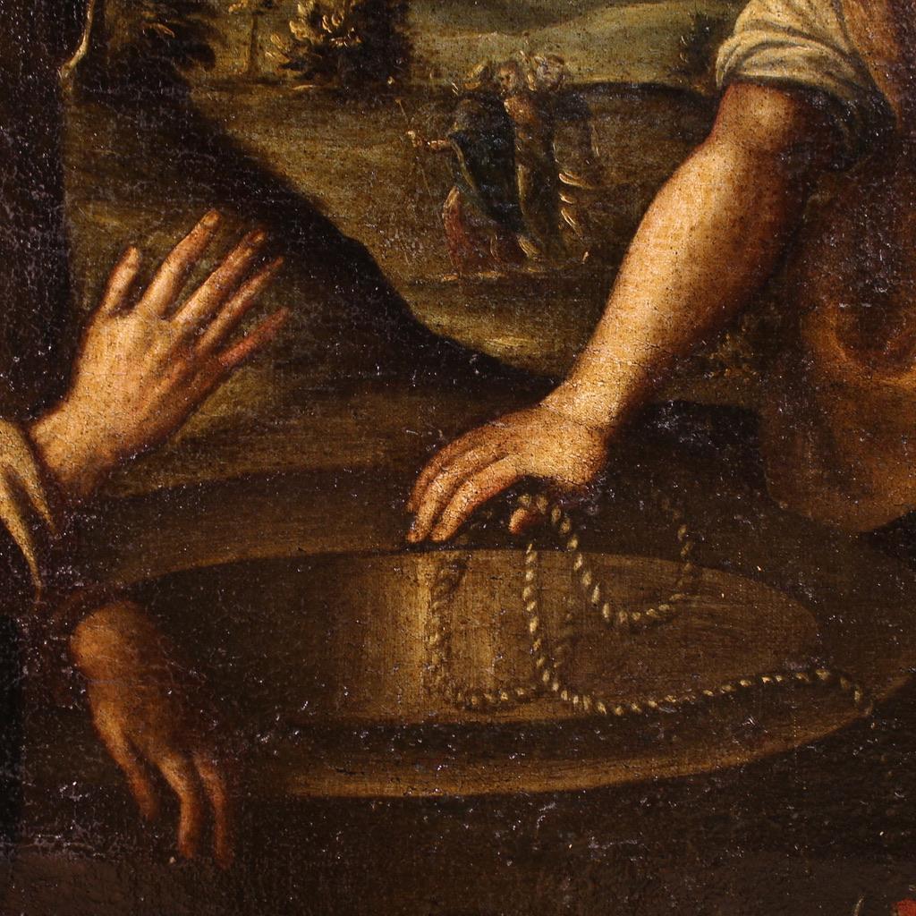 17th Century Oil on Canvas Italian Painting Christ and the Samaritan at the Well im Angebot 1
