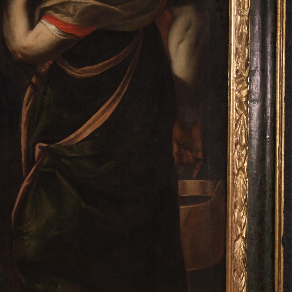 huile sur toile du 17e siècle Peinture italienne Le Christ et la Samaritaine, 1670 4