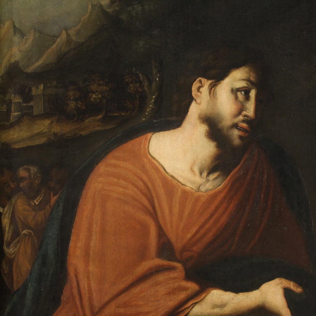 huile sur toile du 17e siècle Peinture italienne Le Christ et la Samaritaine, 1670 6