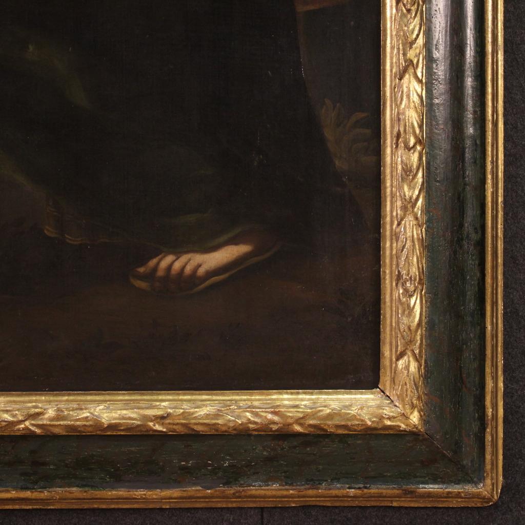 huile sur toile du 17e siècle Peinture italienne Le Christ et la Samaritaine, 1670 Bon état à Vicoforte, Piedmont
