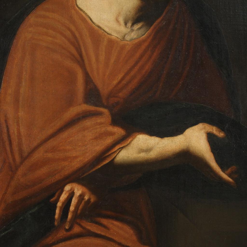 huile sur toile du 17e siècle Peinture italienne Le Christ et la Samaritaine, 1670 3