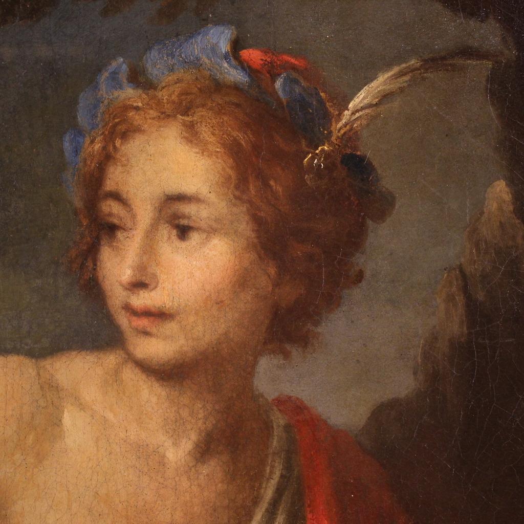 17. Jahrhundert Öl auf Leinwand Italienisch Gemälde David mit dem Kopf des Goliath im Zustand „Gut“ im Angebot in Vicoforte, Piedmont