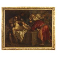 19th Century Oil on Canvas Italian Painting Deposition in the Sepulcher, 1820