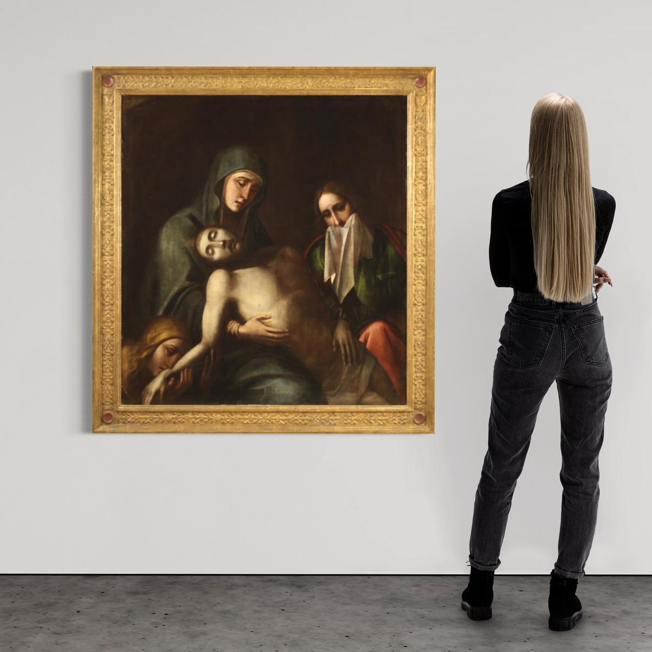 17th Century Oil on Canvas Italian Painting Lamentation over the Dead ...