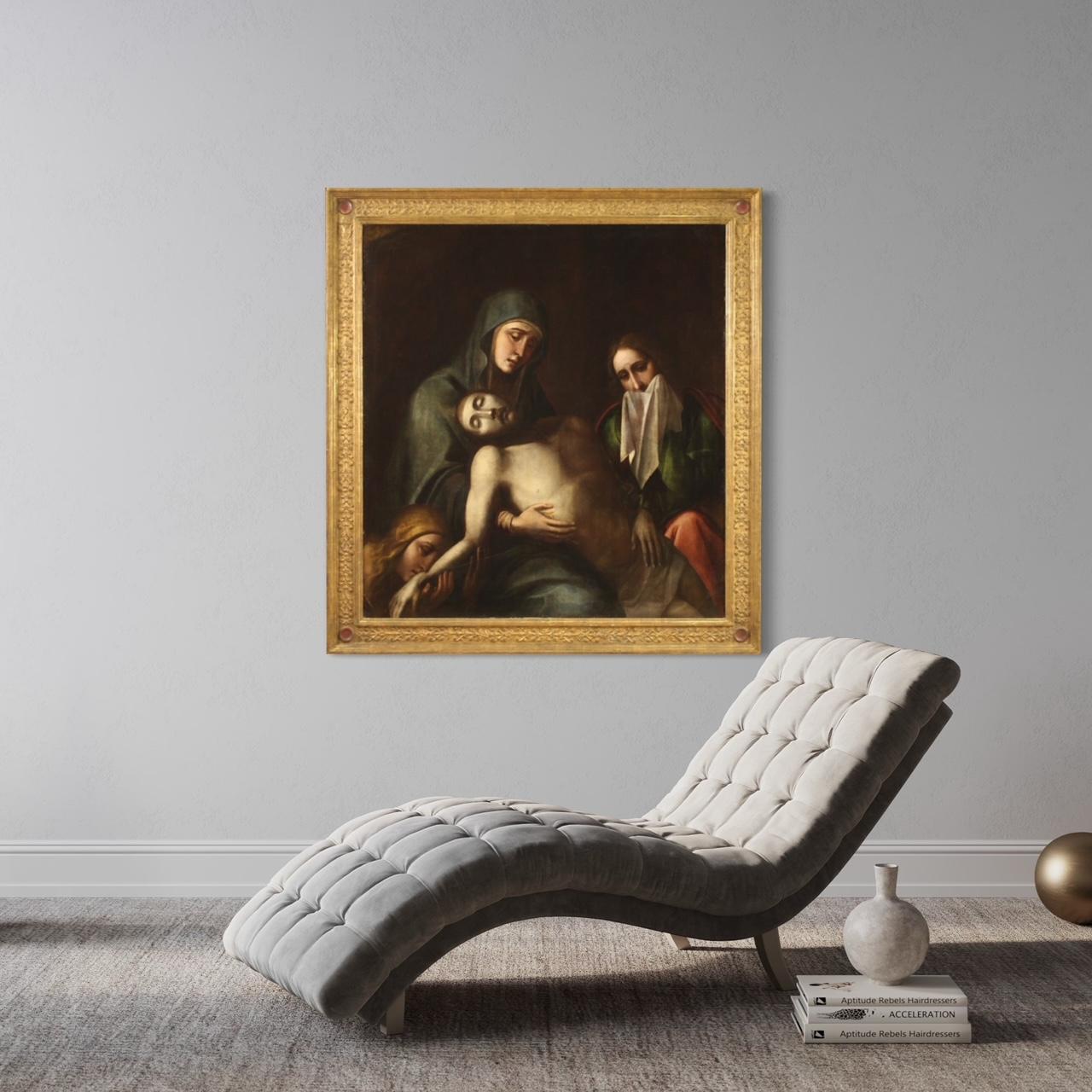 17th Century Oil on Canvas Italian Painting Lamentation over the Dead ...