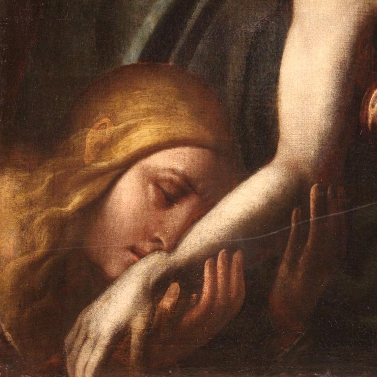 17th Century Oil on Canvas Italian Painting Lamentation over the Dead ...