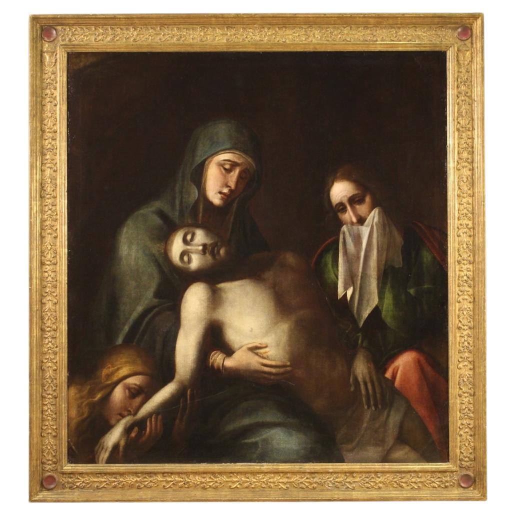 17th Century Oil on Canvas Italian Painting Lamentation over the Dead ...